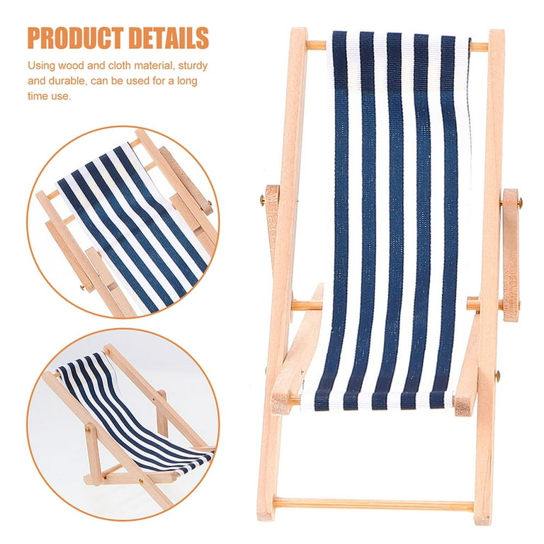Etereauty Chair Miniature Beach Chairs Wood Mini House Toy Playset