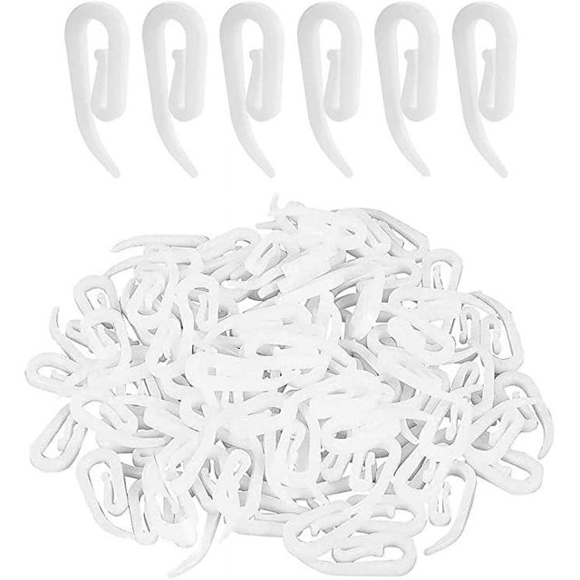 Paquete de 100 ganchos de plástico para cortinas, ganchos de plástico para cortinas, rieles para cortinas, ganchos para ducha/ventana/riel