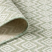 NICOLE MILLER NEW YORK Corin Small Diamonds Indoor Outdoor Area Rug, UV Fade Resistant, Low Pile, Seafoam/Cream, 7'10x10'2