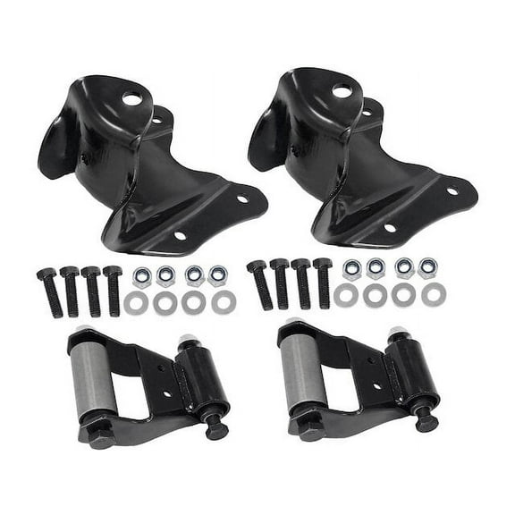 Rear Leaf Spring Shackle / Bracket Kit - 4 Piece - Compatible with 1980 - 1996 Ford F-150 4WD 1981 1982 1983 1984 1985 1986 1987 1988 1989 1990 1991 1992 1993 1994 1995