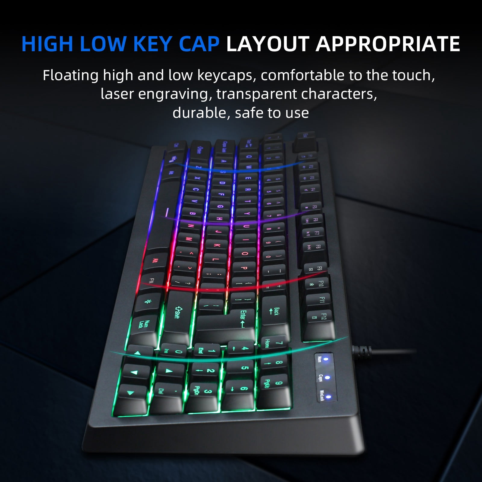 Wired Illuminated 87 Keyboard Mechanical Feel Gaming Keyboard Gaming Desktop Computer Laptop Keyboard Compact Form Factor, Tactile Switch With Ergonomic Vertical feel For Notebook PC
