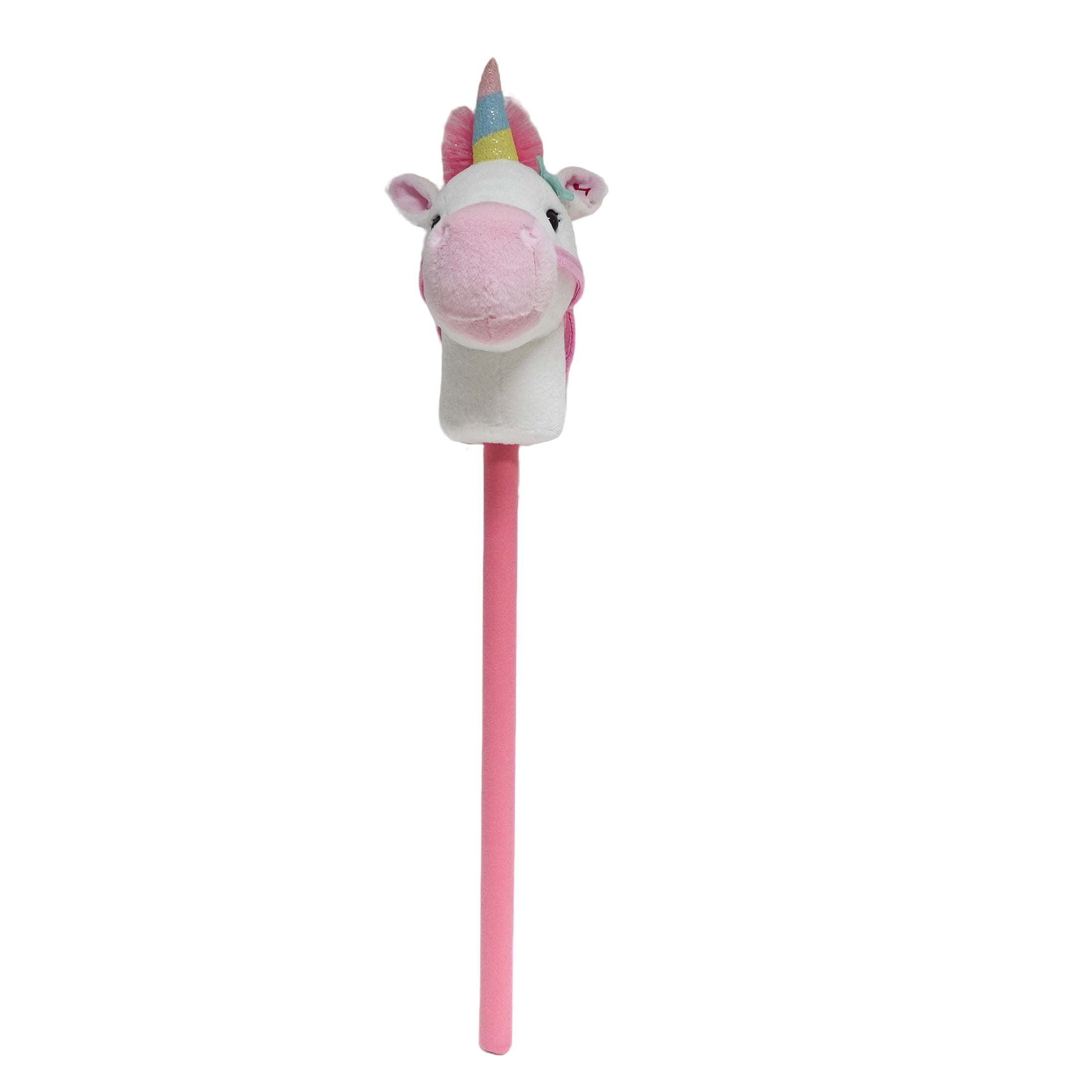 Kid Connection Plush Riding Stick Unicorn, White, 30 in, Ages 3+