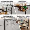 thumbnail image 5 of Homall Bar Cart Home Industrial Mobile Bar Cart with Wine Rack, Glass Holder and Wood Storage Shelves for Living Room, Kitchen, Party, Black, 5 of 7