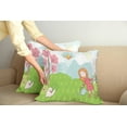 thumbnail image 2 of Ambesonne Cartoon Throw Pillow Cover 2 Pack, Girl Animal in Wood, 16", Lime Green Multicolor, 2 of 7