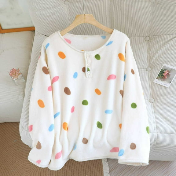 Censtreet Women's Fuzzy Top Lounge Casual Pajamas Top Winter Long Sleeve Fleece Pullover Fluffy Loungewear Sleepwear