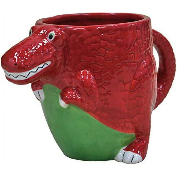 Crockery Critters T-Rex Mug from Deluxebase. Dinoasaur Shaped Mug for Kids and Adults. Hand-Painted Novelty Animal Coffee Mug. Aesthetic Tea Cup or Coffee Cup. Novelty Gifts and Cute Stuff for Kids