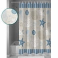 thumbnail image 3 of Extra Long Shower Curtain 72x96 Inch, Light Blue Coastal Shower Curtain Waterproof Bathroom Decor Vintage Ocean Nautical Starfish Coral Striped Fabric Bath Curtain Set Accessories with Hooks, 3 of 6