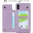 thumbnail image 3 of iPhone Xs Max Wallet Case with RFID Blocking Card Holder,Premium PU Leather Double Magnetic Buttons Stand Flip Wrist Lanyard Strap Back Cover for iPhone Xs Max 6.5 Inch,Purple, 3 of 8