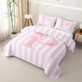 thumbnail image 3 of Manfei Modern Geometric Pattern Bed Spread Queen,Pink Personalized Letter P Gifts Queen Coverlet Set,3-Piece,1 Quilt and 2 Pillowcases, 3 of 7