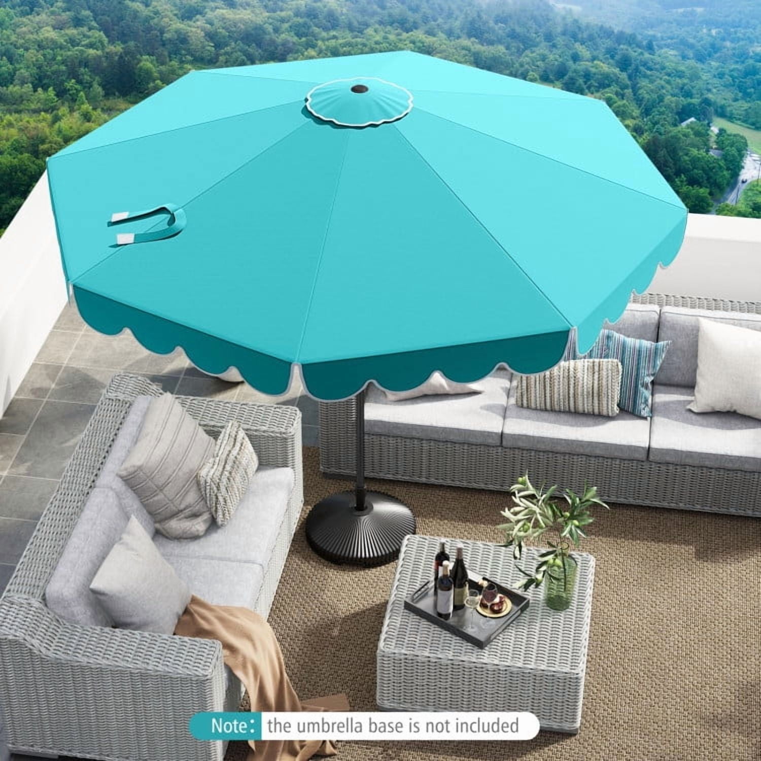 GVN Outdoor Patio Umbrella,Patio Umbrella,10 Feet Patio Umbrella Outdoor Market Umbrella with Crank Tilt Adjustment-Turquoise