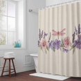 thumbnail image 5 of Pink Purple Flowers Dragonfly Fabric Shower Curtain Linen Background Washable Shower Curtains for Bathroom, Waterproof Bath Curtain with Hooks Home Decor 72x72in, 5 of 8