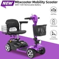 thumbnail image 4 of Mbxcooter 15 Miles 4 Wheels Mobility Scooter for Adults&Seniors Up to 300LBS,350W Electric Powered Wheelchair Device with Extended Battery,Dual Baskets,Rotating Seat,Compact Mobile for Travel,Purple, 4 of 9