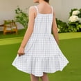 thumbnail image 4 of Abcomgle Summer Dress for Girls Casual Spaghetti Strap Sleeveless Girls Cami Dresses Plaid A-Line Sundresses Swing Tiered Dresses for 4-14t Kidss,Light Purple, 4 of 6