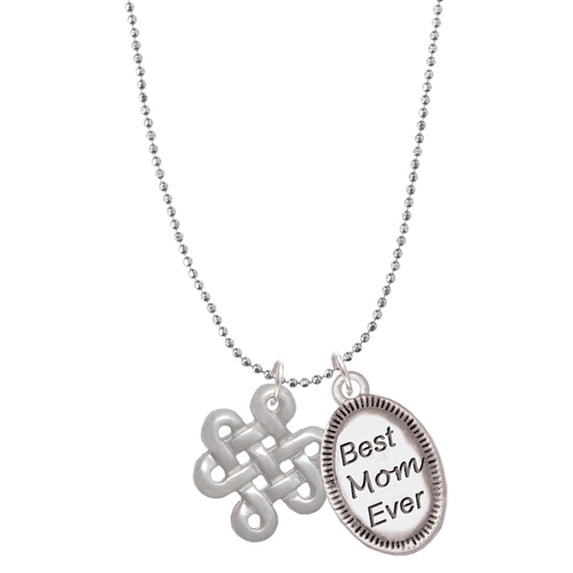 Delight Jewelry Medium Open Infinity Knot Best Mom Ever Charm Necklace