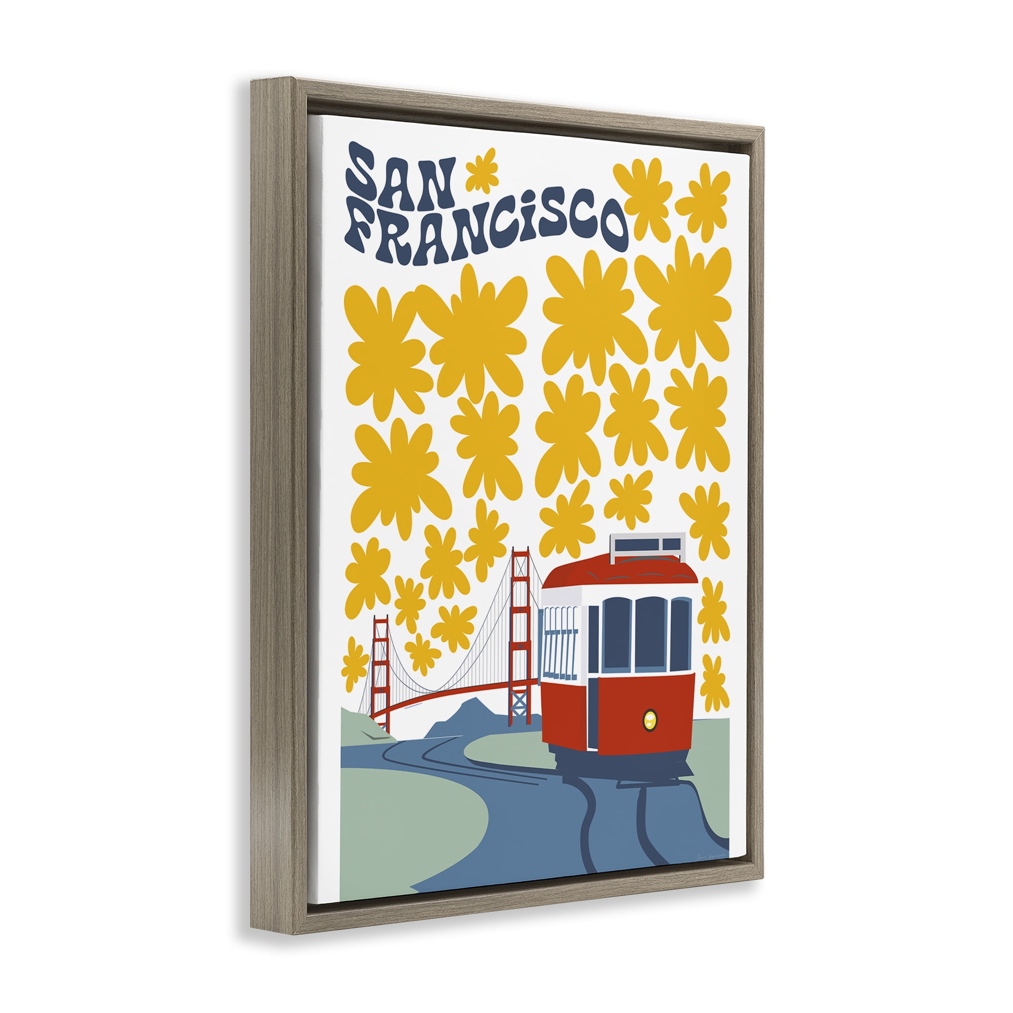 Stupell Industries San Francisco Trolley Brown Framed Floater Canvas Wall Art, design by Omar Escalante
