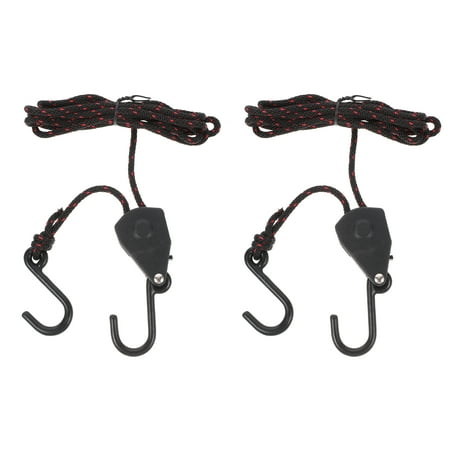 

2 PCS Pulley Ratchets Kayak and Canoe Boat Bow and Stern Rope Lock Tie Down Strap 1/8 Inch Heavy Duty Adjustable Rope Hanger 68KG Weight Capacity