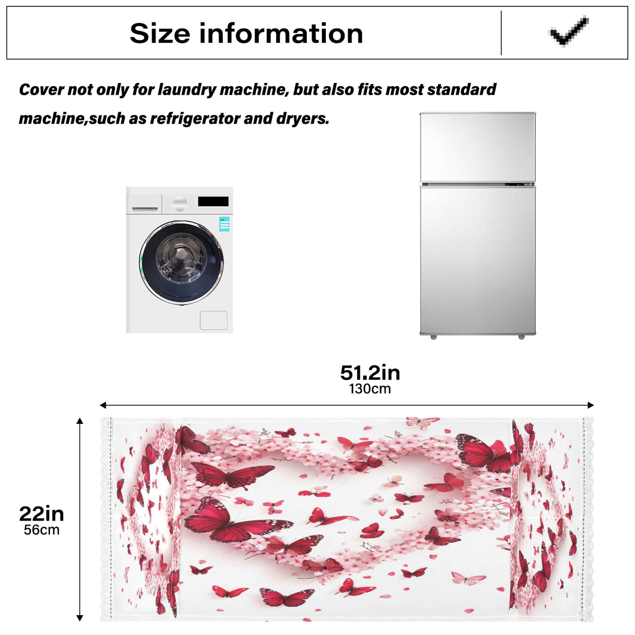 WOBOGO Red Butterfly Pink Floral Washing Machine Cloth Dryer Refrigerator Top Cover Protective Non-Slip Mat For Kitchen Laundry