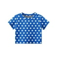 thumbnail image 4 of Inglocry Girls Short Sleeve Crop Tops Kids Fashion Oversized Cute Crew Neck Cropped Athletic T Shirts Oversized T-Shirt Polka Dot Graphic Tees Royal Blue 7-8Y, 4 of 5