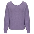 thumbnail image 4 of Pompotops Women's Solid Loose Lace Up Back Shoulder Drop T-shirt Clearance, 4 of 7