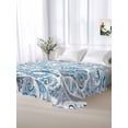 thumbnail image 6 of Twin Flat Sheet 66"x96", Blue Paisley Soft Lightweight Bedding Flat Sheets Only, Ethnic Abstract Art Vintage Brushed Microfiber Top Bed Sheet, Breathable StainResistant Bedsheets, 6 of 9