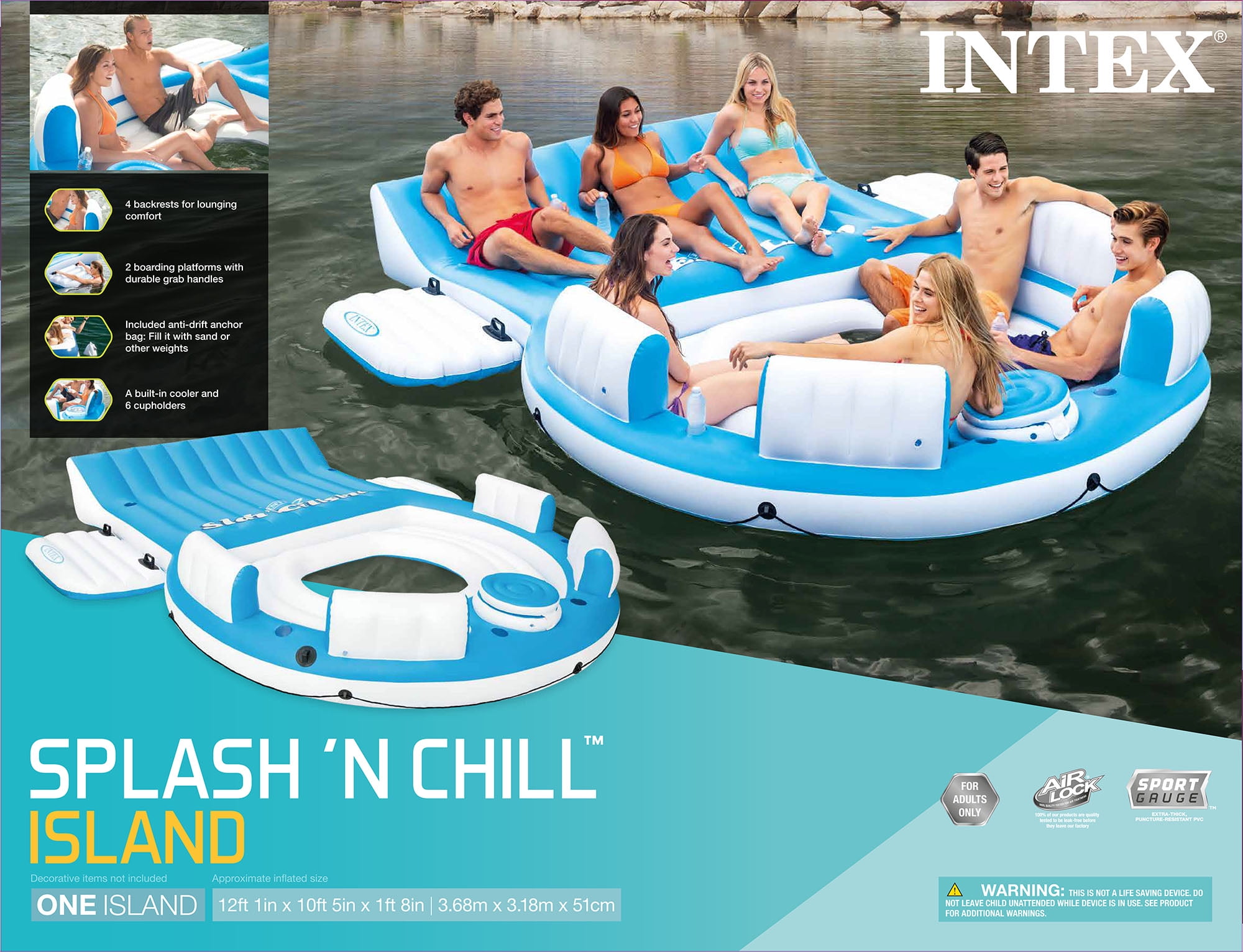 Intex Splash 'N Chill Inflatable Lake Island Float