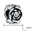 thumbnail image 3 of Bling Jewelry Womens Black Rose Charm Bead with Flower CZ Accent for European Bracelet Sterling Silver, 3 of 4