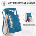 thumbnail image 5 of for Samsung Galaxy A32 5G Case for Women,Cute Wallet Case with Zipper Pocket Purse Flower Embossed PU Leather Card Slots Wrist Strap Flip Folio Protective Phone Cover for Samsung Galaxy A32 5G, Blue, 5 of 7