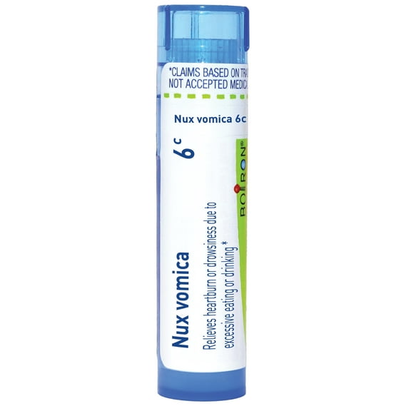 Boiron Nux Vomica 6C, Homeopathic Medicine for Heartburn Or Drowsiness Due To Excessive Eating Or Drinking, 80 Pellets