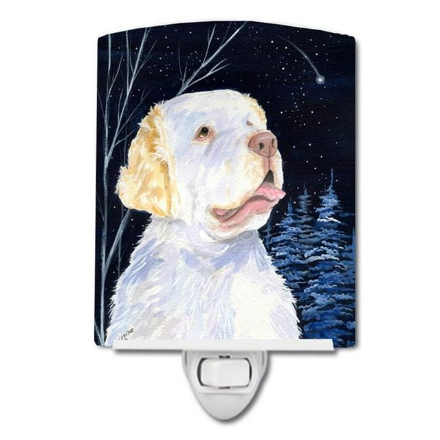 Carolines Treasures SS8356CNL Starry Night Clumber Spaniel Ceramic Night Light