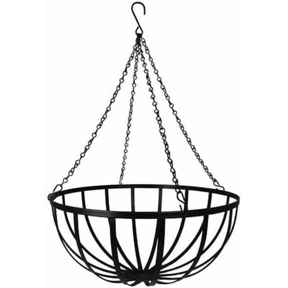 22 Inch Commercial Hanging Basket - Single - Black PVC Coated Steel$$Garden & Patio