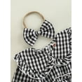 thumbnail image 6 of Musuos 2Pcs Baby Girl Fall Outfit, 3M 6M 12M 18M Plaid Doll Collar Long Sleeve Ruffle Romper + Hairband Set for Infants, 6 of 10