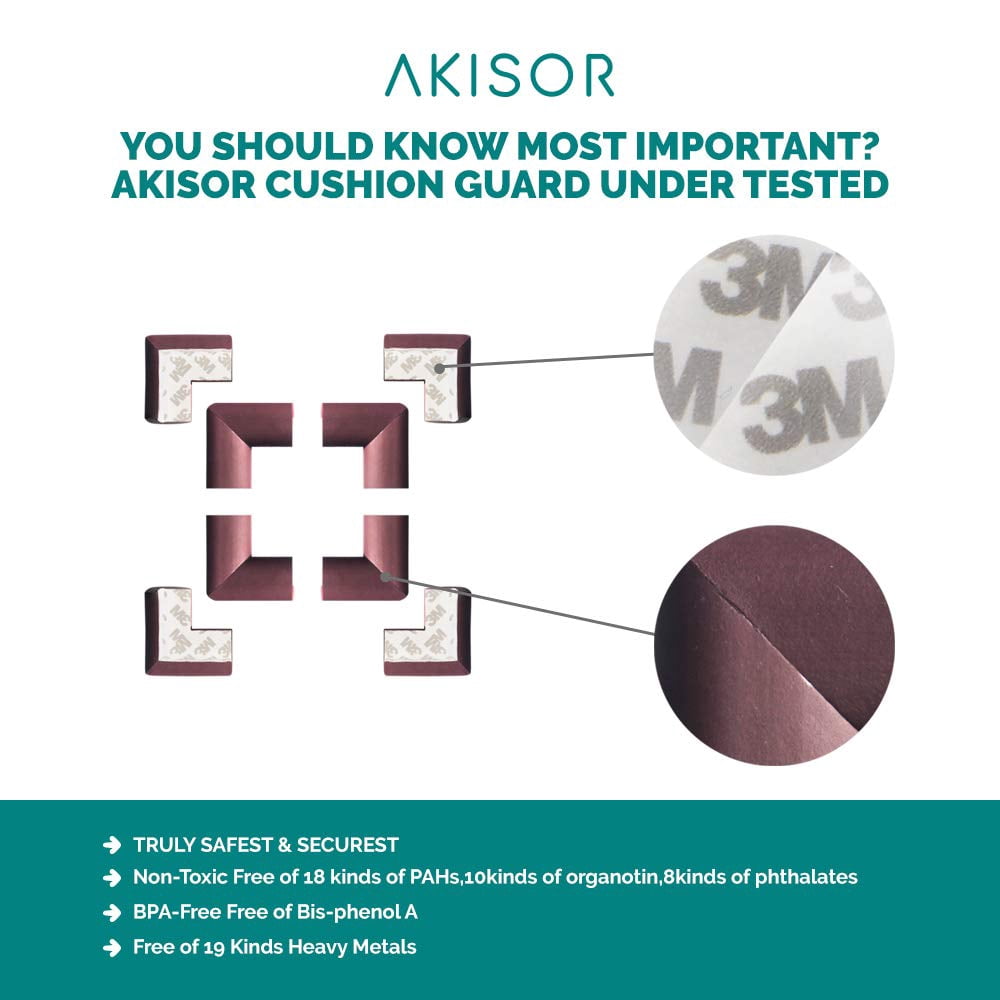 Akisor Corner Safety Bumpers Healthy PBA Free Baby Cushion,Table Furniture Safety Protect Child,Keep Your Kids Head Safe Under Stairs,Pack 8