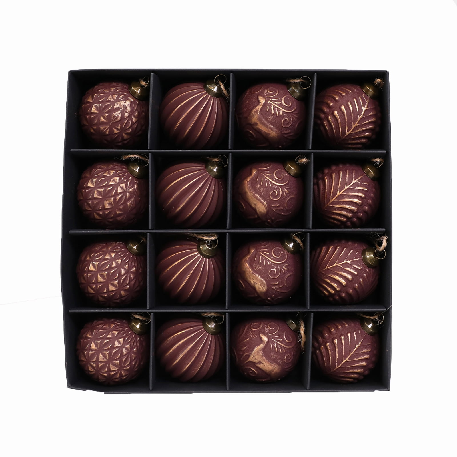 Set of 16 Christmas Ball Ornament Shiny Christmas Tree Decoration for Indoor Festival Display Wreath Table Decoration Wine