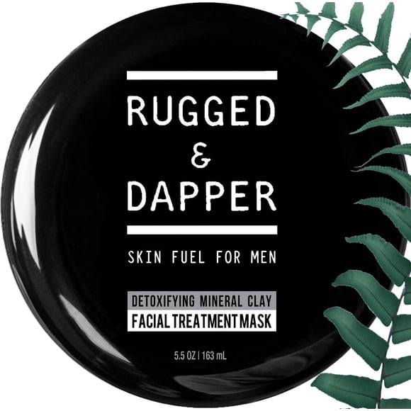 Mascarilla facial de arcilla mineral desintoxicante RUGGED & DAPPER | Tratamiento natural de defensa contra el acné y la edad para hombres, 5.5 oz