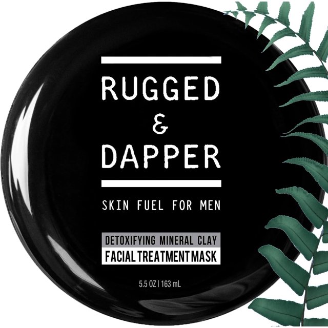 Mascarilla facial de arcilla mineral desintoxicante RUGGED & DAPPER | Tratamiento natural de defensa contra el acné y la edad para hombres, 5.5 oz