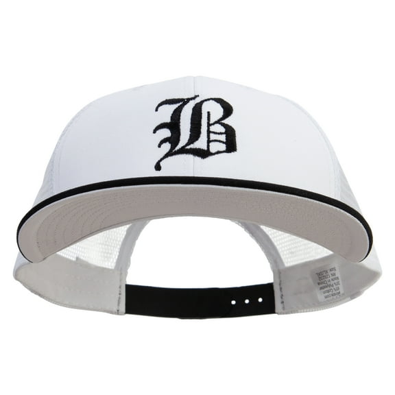 Old English B Embroidered Big Size Premium Flat Bill Trucker Cap - Black White XL-3XL