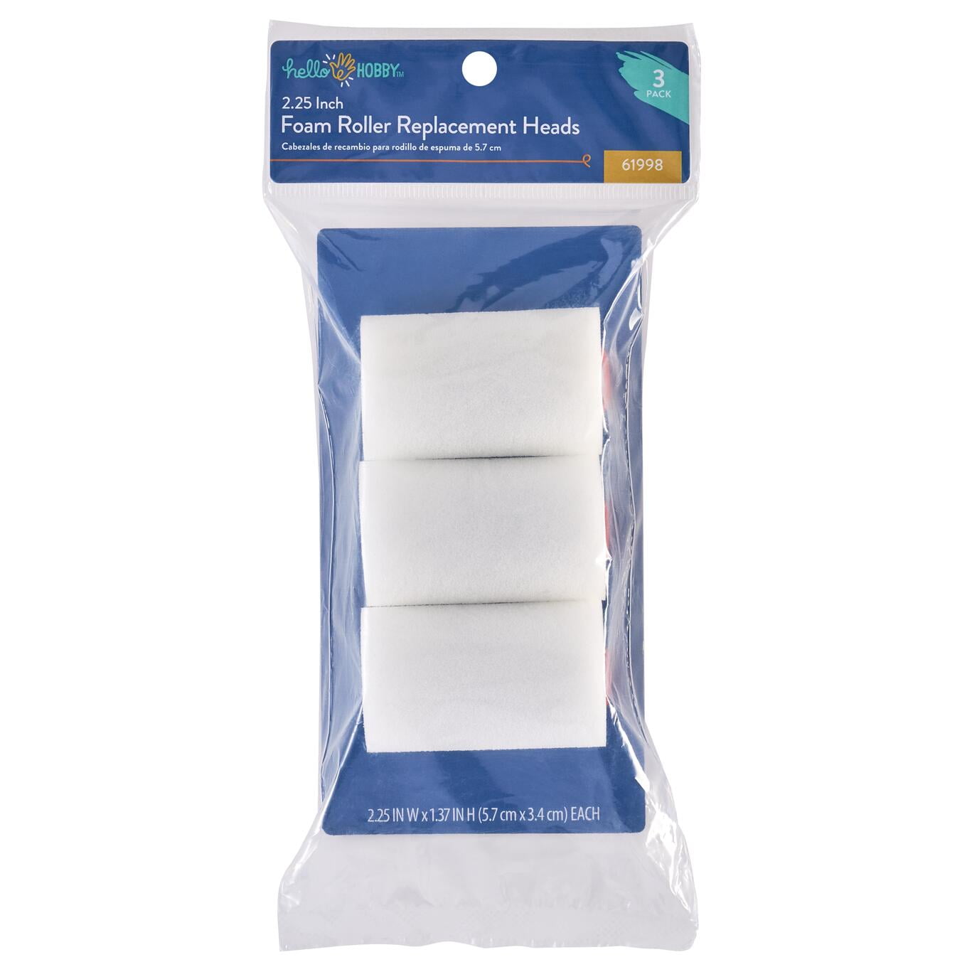 (3 pack) Hello Hobby Foam Roller Replacement Heads for Painting, 2.25", 3 Count