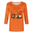 thumbnail image 4 of TKLPEHG Thanksgiving Shirts for Women 3/4 Sleeve Tops Round Neck Fall Fashion Funny Gnome Graphic Shirts Pullover (Orange,XXXXL), 4 of 4
