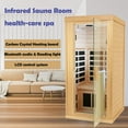 thumbnail image 4 of 1 Person Infrared Sauna 1350 watt Indoor Sauna Room for Home, 8pcs Infrared Carbon Heating Panels, Hemlock Personal Saunas with Clothing Hanging Rod, LCD Display, Blue-tooth, LED Reading Lamp, 4 of 9