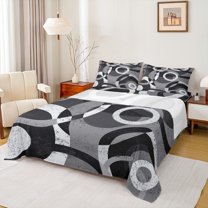 Feelyou Chic Circle Abstract Bed Sheets, Modern Minimalism King Sheets, Fashion Geometric Stripes Sheet Set, Ultra Soft Home Decor, 4-Piece