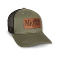 thumbnail image 2 of MidwayUSA Mens Leather Patch Trucker Hat Loden/Black, 2 of 4