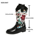 thumbnail image 7 of Rokment Womens Vintage Floral Wide Calf Cowboy Dress Boots Beach Casual Flower Buckles Chunky Mid Heel Western Cowgirl Tall Boots, 7 of 7