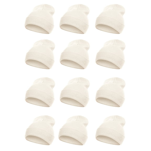 Top Headwear Solid Winter Long Beanie - 12 Piece Wholesale - White