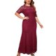 thumbnail image 2 of Puntoco Nuevo Vestido De Encaje Con Cuello En V De Talla Grande Para Mujer, Vestido De Manga Corta Con Cuello Redondo, Color Burdeos Xxxl,Regalos Para Mujer Joven, 2 of 7