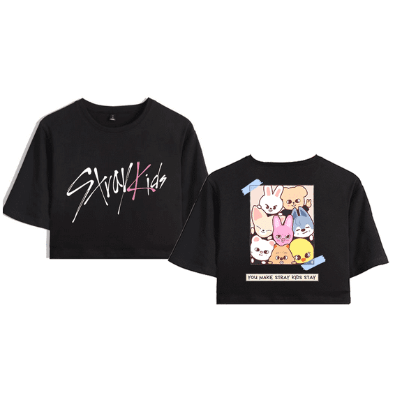 Stray Kids Merch You Make Stray Kids Stay Crop Top Midriff-Baring T-shirt Women Girl Short Sleeve