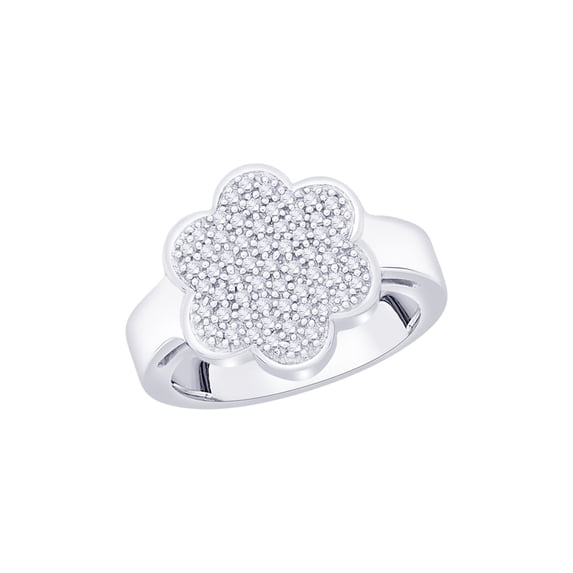 Diamond Cluster Floral Ring in 14K White Gold (3/8 cttw) (I-Color, SI3/I1-Clarity) (Size-8)