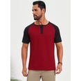 thumbnail image 4 of DARING DIVA Men's Henley Button Down Color Block Short Sleeve T-Shirt S Burgundy, 4 of 7