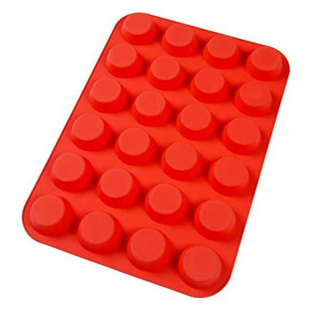 Bewildely Molde para hornear magdalenas con 24 ranuras, bandeja para moldes de silicona para pasteles y Chocolate, bandeja para hornear postres de cocina Herramientas y accesorios para hornear rojo Bewildely HA8530-02B