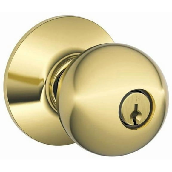 Schlage F51A Orbit Keyed Entry Lock C Keyway with 16211 Latch 10063 Strike Lifetime Brass Finish