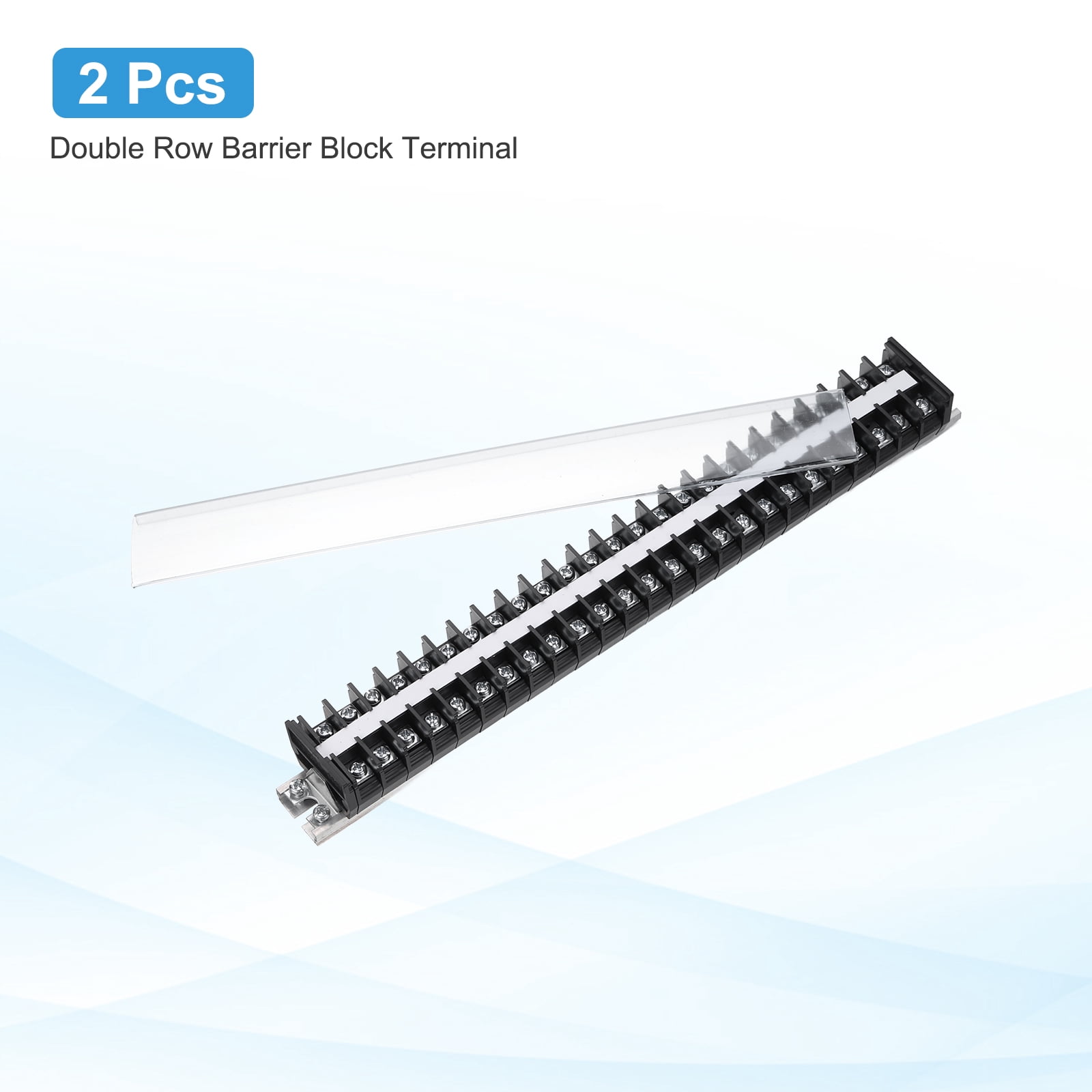 2 Pcs Barrier Terminal Strip Block 660V 20A Dual Rows 25 Positions Rail Base Screw Connector(The Shell Is Made of Flame Retardant and Heat Resistant Material)